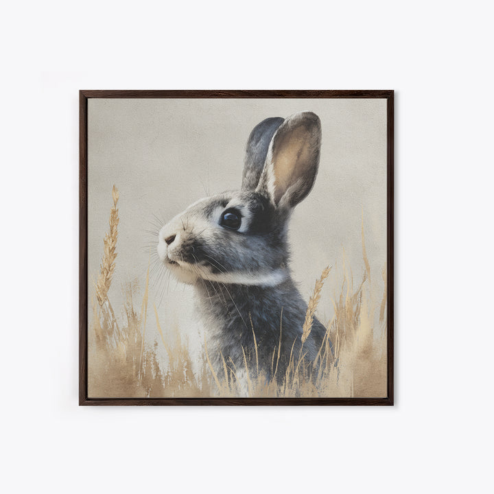 Curious Rabbit in a Soft Watercolor Meadow Canvas Print, Animal Art, Trendy Wall Art, Living Room Decor, Fine Art, Creature, ANI-1x1-5