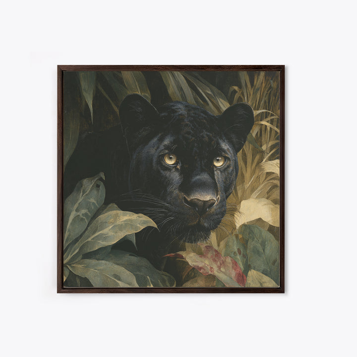 Dramatic Black Panther Emerging from Deep Jungle Canvas Print, Animal Art, Nursery Art, Living Room Decor, Oil Painting, ANI-1x1-54