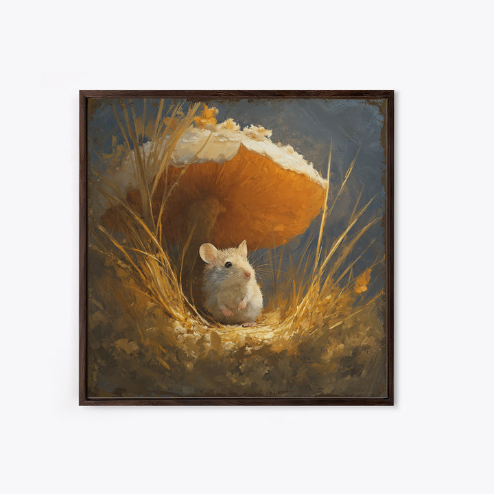 Tiny Field Mouse Framed Canvas Print, Animal Art, Cat Art, Living Room Decor, Watercolor Art, Creature, Art Print, ANI-1x1-58