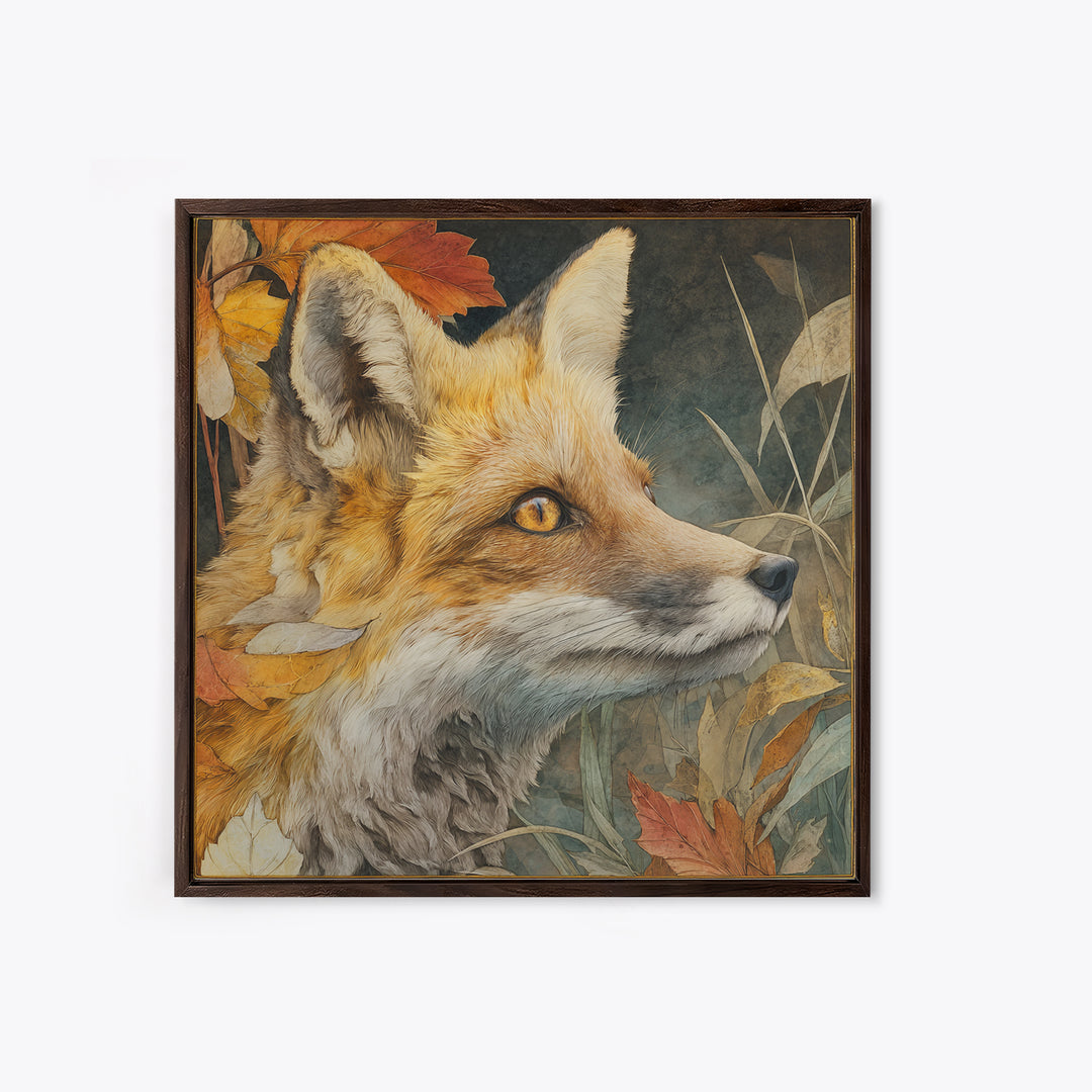 Dignified Fox Portrait Framed Canvas Print, Animal Art, Art Print, Living Room Decor, Fine Art, Creature, Digital Art, ANI-1x1-73