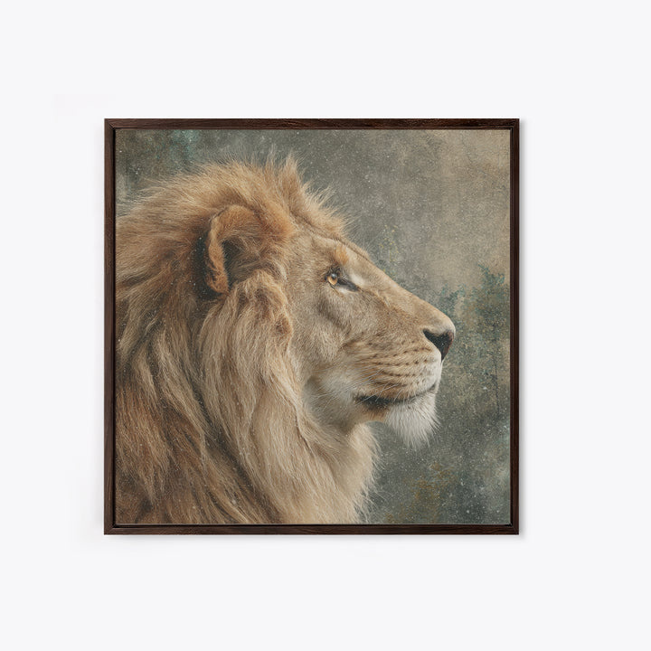 Regal Lion Profile Canvas Print, Animal Art, Textured Painting, Living Room Decor, Fine Art, Creature, Printable Wall Art, ANI-1x1-81