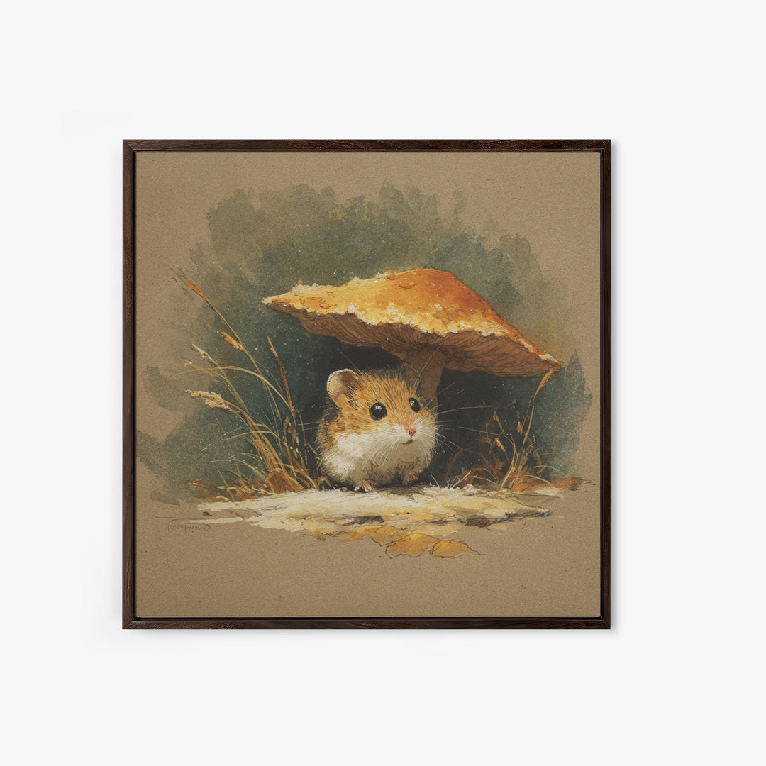 Tiny Field Mouse Canvas Print, Animal Art, Neutral Decor, Living Room Decor, Oil Painting, Creature, Wall Art, Home Decor, ANI-1x1-82