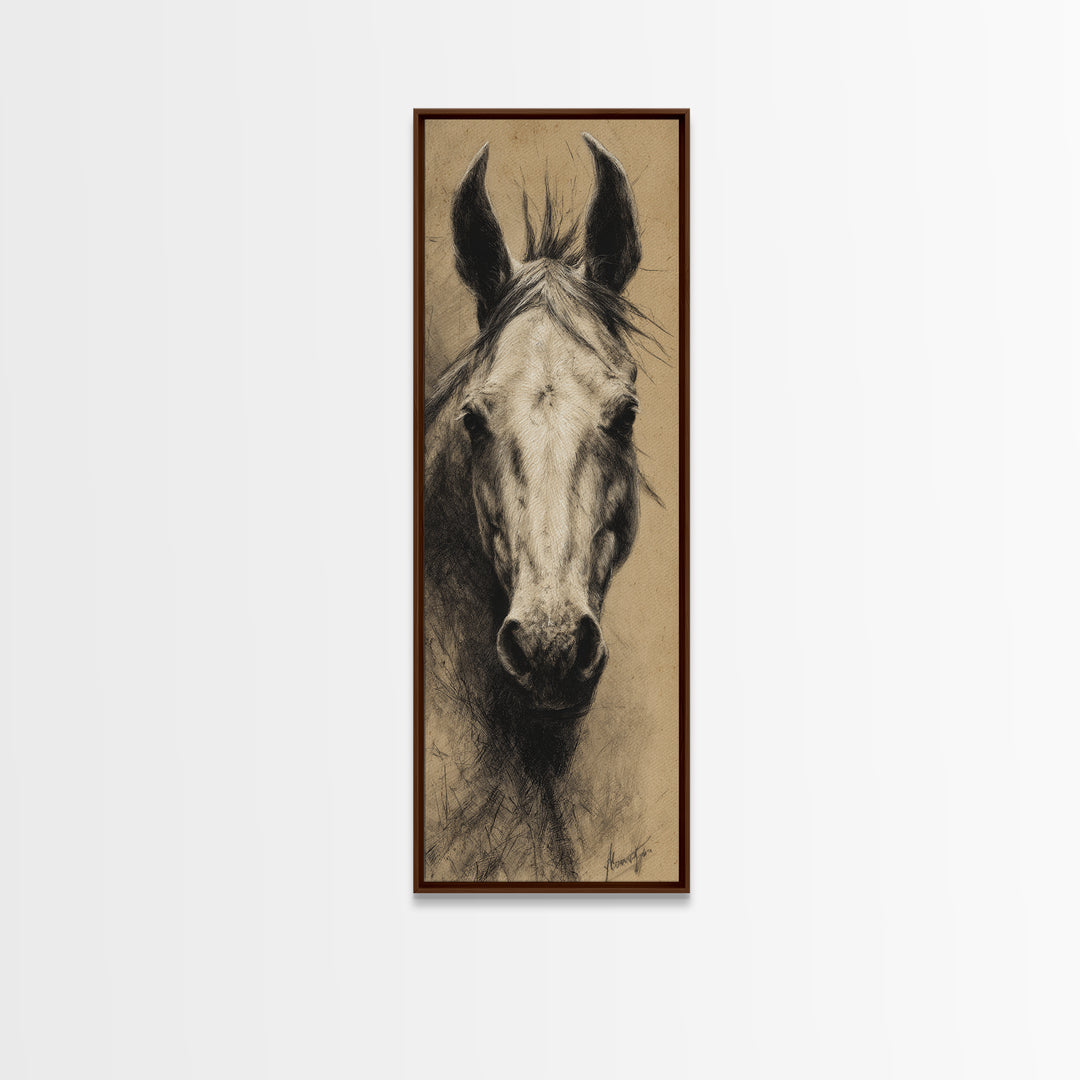 Majestic Horse Head Framed Canvas Print, Animal Art, Home Decor, Living Room Decor, Abstract Art, Creature, Art Deco, ANI-1x3-15