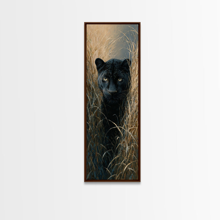 Dramatic Black Panther Emerging from Deep Jungle Canvas Print, Animal Art, Safari Nursery Decor, Living Room Decor, Creature, ANI-1x3-18