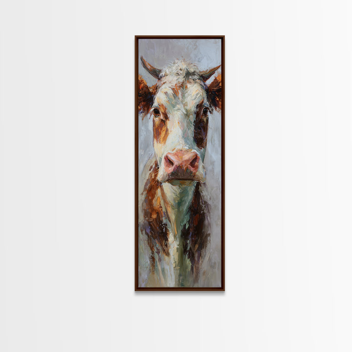 Gentle Cow Portrait Framed Canvas Print, Animal Art, Art, Living Room Decor, Fine Art, Creature, Original Art, Nursery Wall Art, ANI-1x3-19