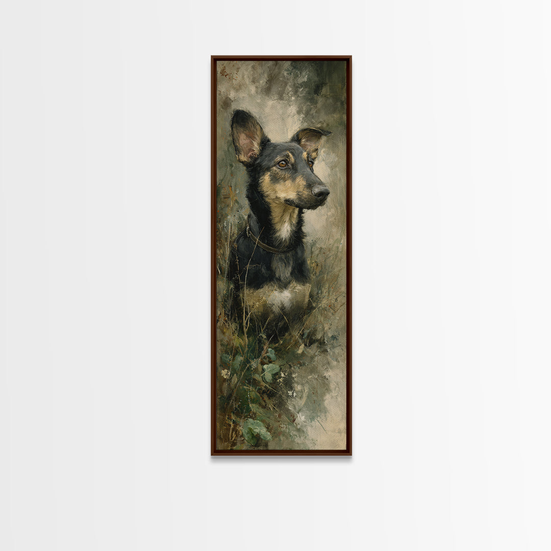 Dog Portrait with Painterly Collar and Loyal Canvas Print, Animal Art, Wall Decor, Living Room Decor, Oil Painting, Creature, ANI-1x3-25