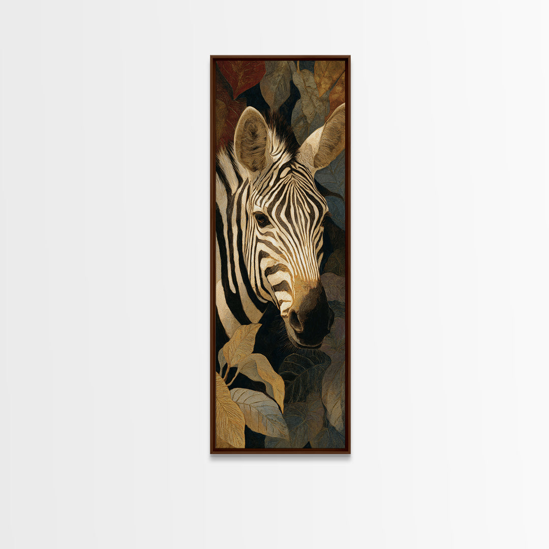 Zebra Portrait with Bold Graphic Stripe Pattern Framed Canvas Print, Animal Art, Modern Decor, Living Room Decor, Creature, ANI-1x3-29