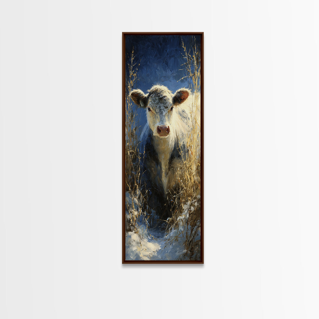 Gentle Cow Portrait Canvas Print, Animal Art, Printable, Living Room Decor, Fine Art, Creature, Nursery, Boho Wall Art, ANI-1x3-43