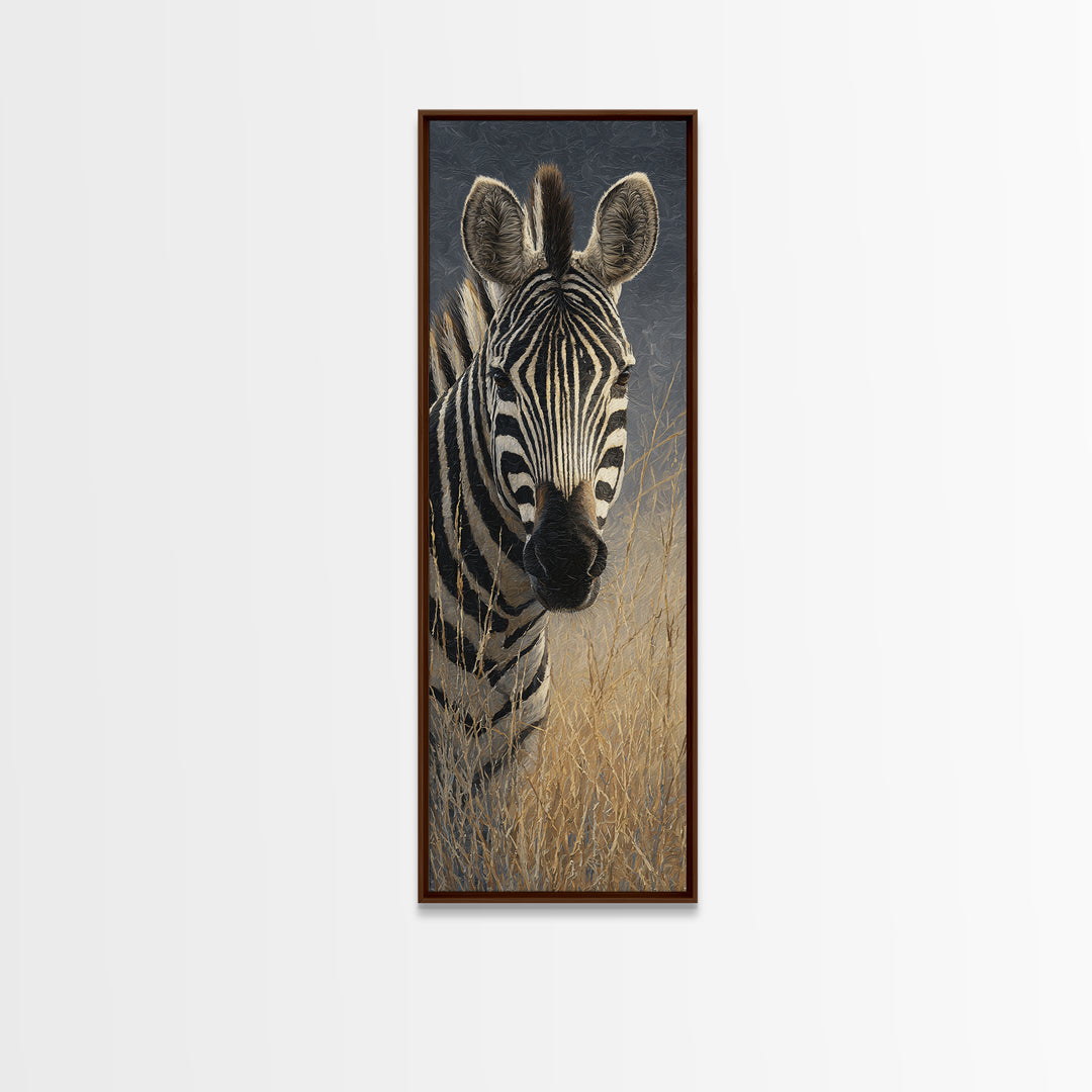 Zebra Portrait with Bold Graphic Stripe Pattern Canvas Print, Animal Art, Safari Nursery Decor, Living Room Decor, Creature, ANI-1x3-5