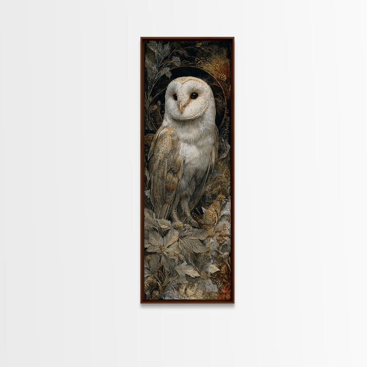 Owl with Moonlit Feathers and Celestial Accents Canvas Print, Animal Art, Nursery Wall Art, Living Room Decor, Abstract Art, ANI-1x3-51