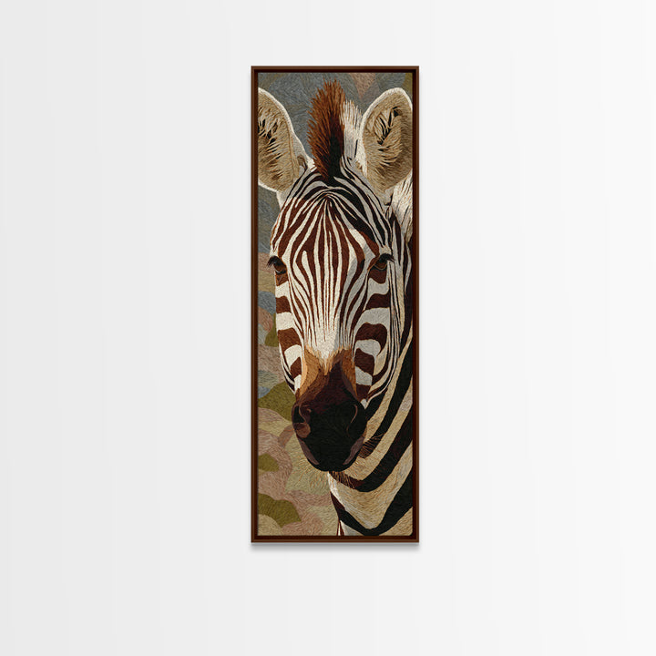 Zebra Portrait with Bold Graphic Stripe Pattern Framed Canvas Print, Animal Art, Modern Decor, Living Room Decor, Creature, ANI-1x3-53