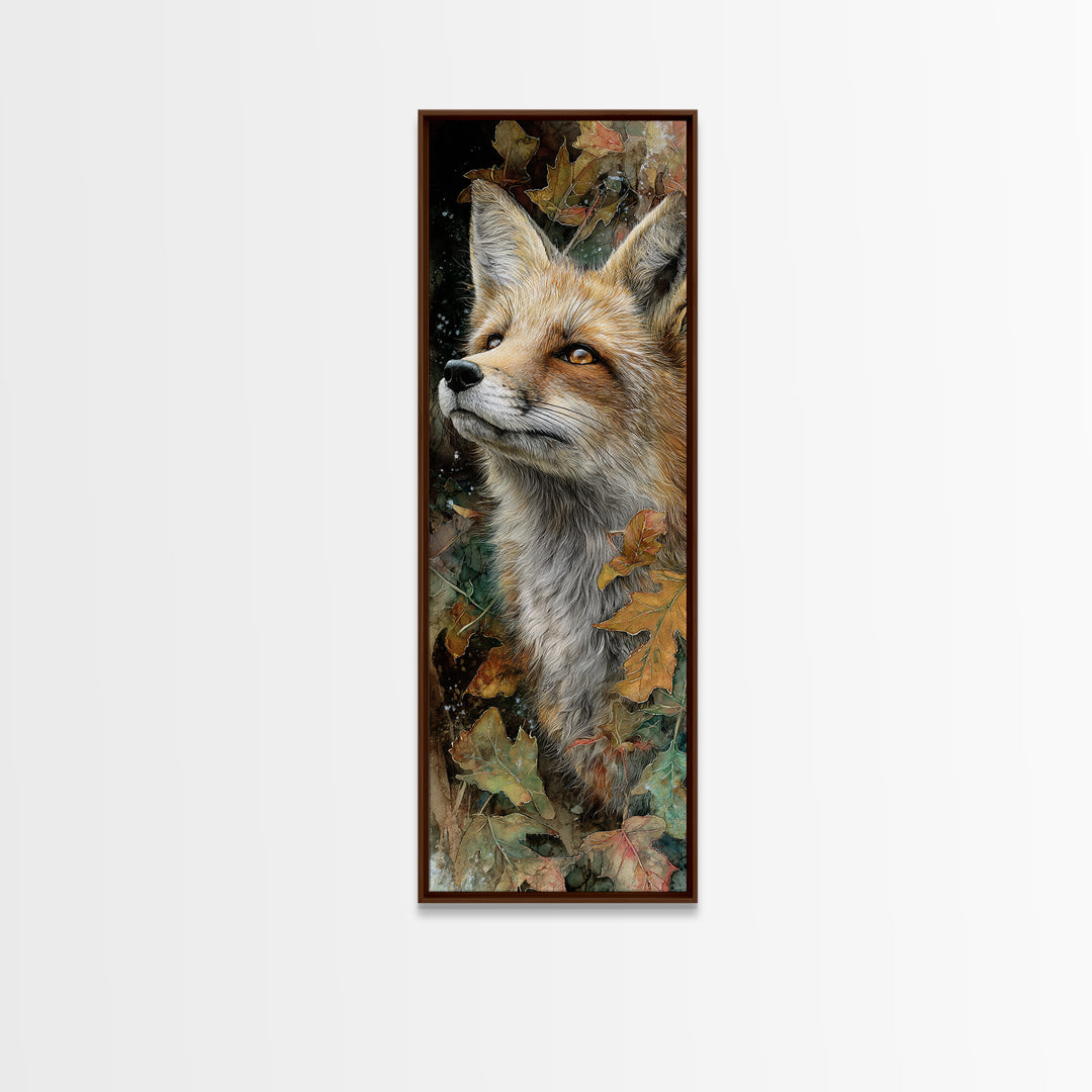 Dignified Fox Portrait Framed Canvas Print, Animal Art, Textured Painting, Living Room Decor, Fine Art, Creature, ANI-1x3-61