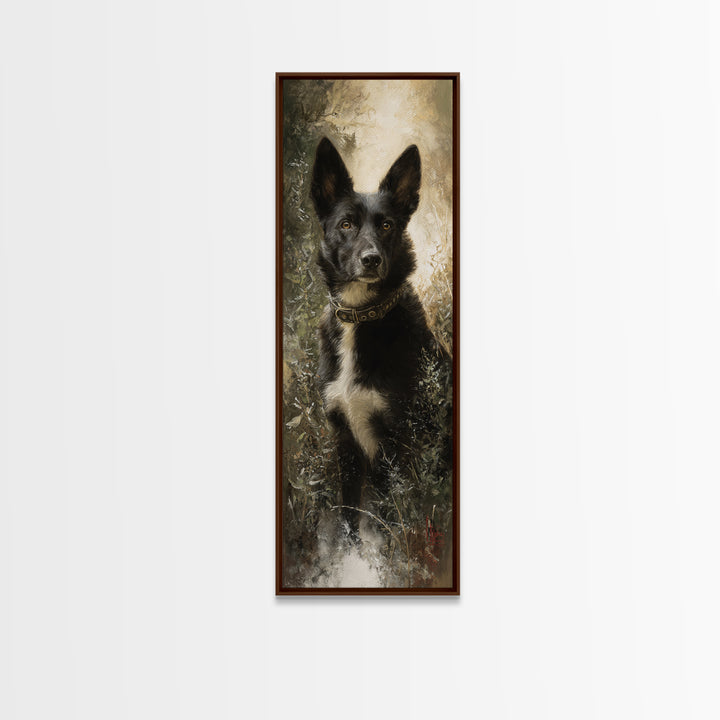 Dog Portrait with Painterly Collar and Loyal Canvas Print, Animal Art, Digital Prints, Living Room Decor, Fine Art, Creature, ANI-1x3-73