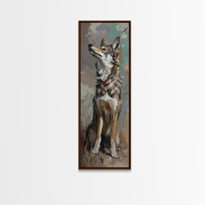 Dog Portrait with Painterly Collar and Loyal Canvas Print, Animal Art, Trendy Wall Art, Living Room Decor, Fine Art, Creature, ANI-1x3-97