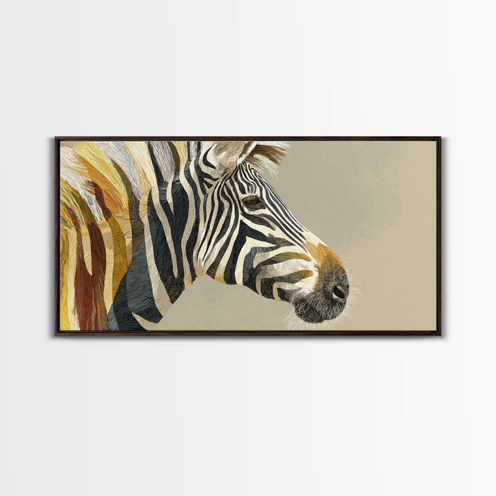 Zebra Portrait with Bold Graphic Stripe Pattern Canvas Print, Animal Art, Minimalist Decor, Living Room Decor, Creature, ANI-2x1-13