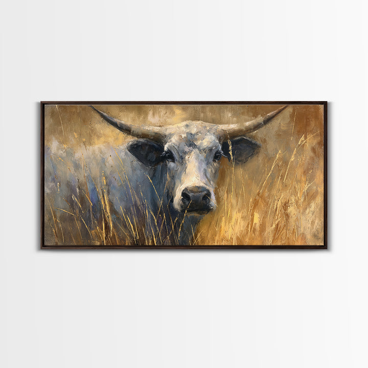 Gentle Cow Portrait Framed Canvas Print, Animal Art, Fine Art Print, Living Room Decor, Fine Art, Creature, Wall Decor, ANI-2x1-27