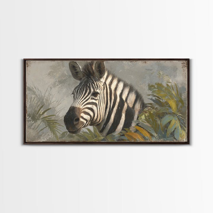 Zebra Portrait with Bold Graphic Stripe Pattern Canvas Print, Animal Art, Minimalist Decor, Living Room Decor, Creature, ANI-2x1-37