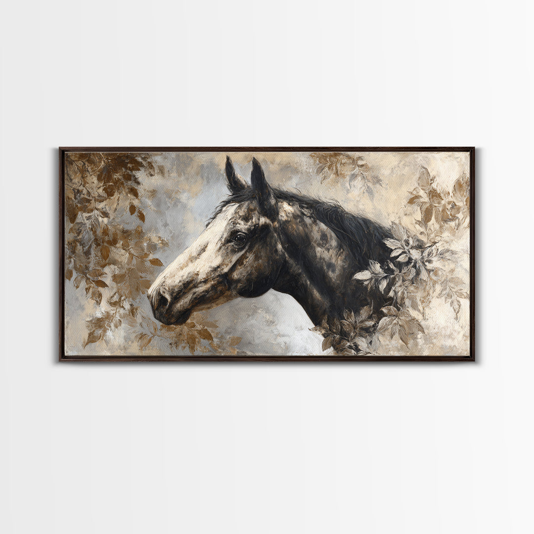 Majestic Horse Head Canvas Print, Animal Art, Digital Wall Art, Living Room Decor, Oil Painting, Creature, Modern Wall Art, ANI-2x1-47