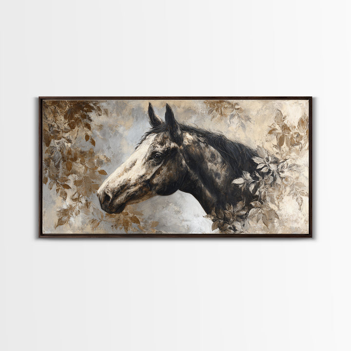 Majestic Horse Head Canvas Print, Animal Art, Digital Wall Art, Living Room Decor, Oil Painting, Creature, Modern Wall Art, ANI-2x1-47