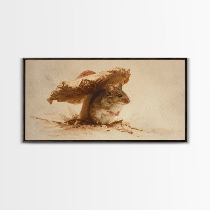 Tiny Field Mouse Canvas Print, Animal Art, Contemporary Art, Living Room Decor, Fine Art, Creature, Digital Wall Art, ANI-2x1-54
