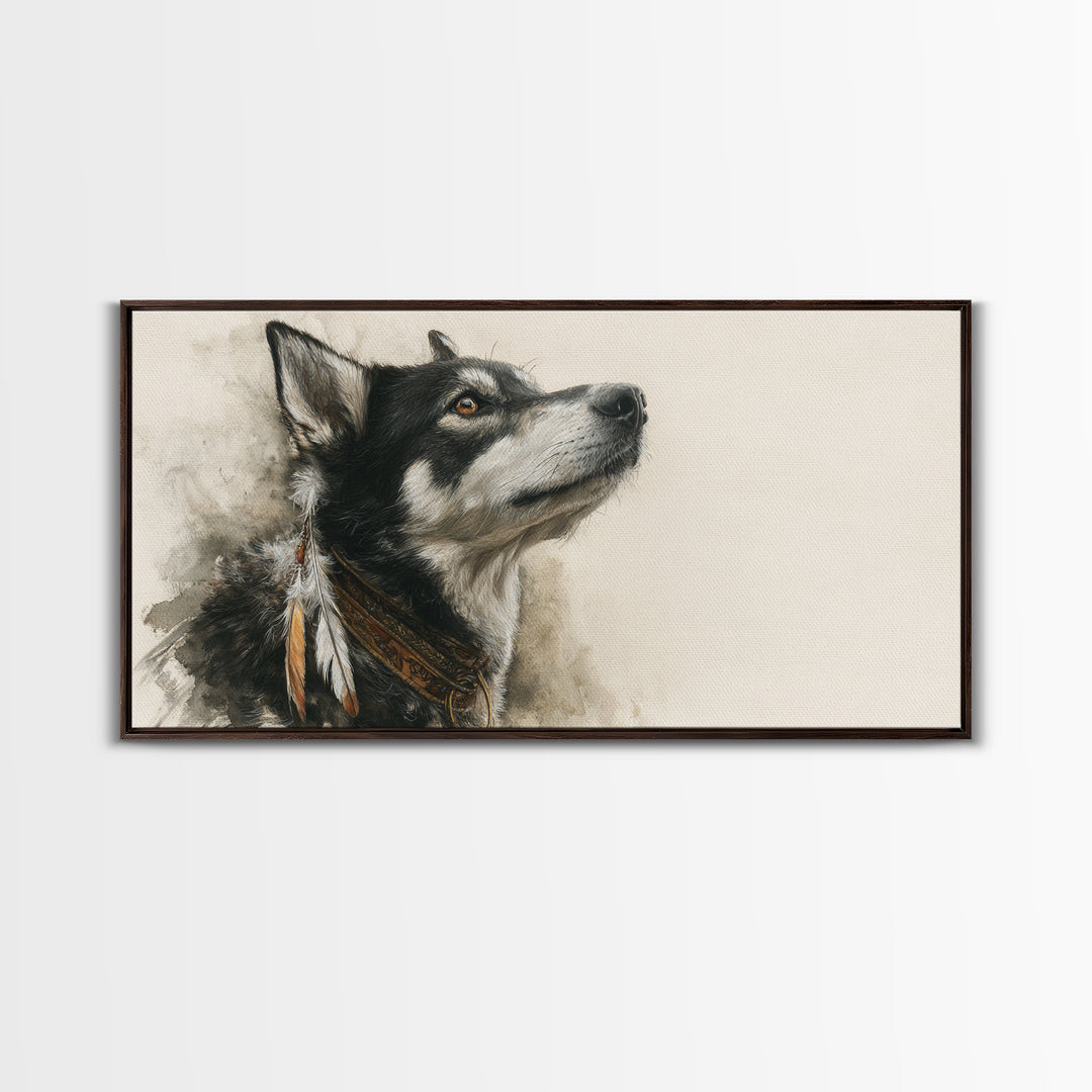 Dog Portrait with Painterly Collar and Loyal Canvas Print, Animal Art, Wall Decor, Living Room Decor, Oil Painting, Creature, ANI-2x1-57