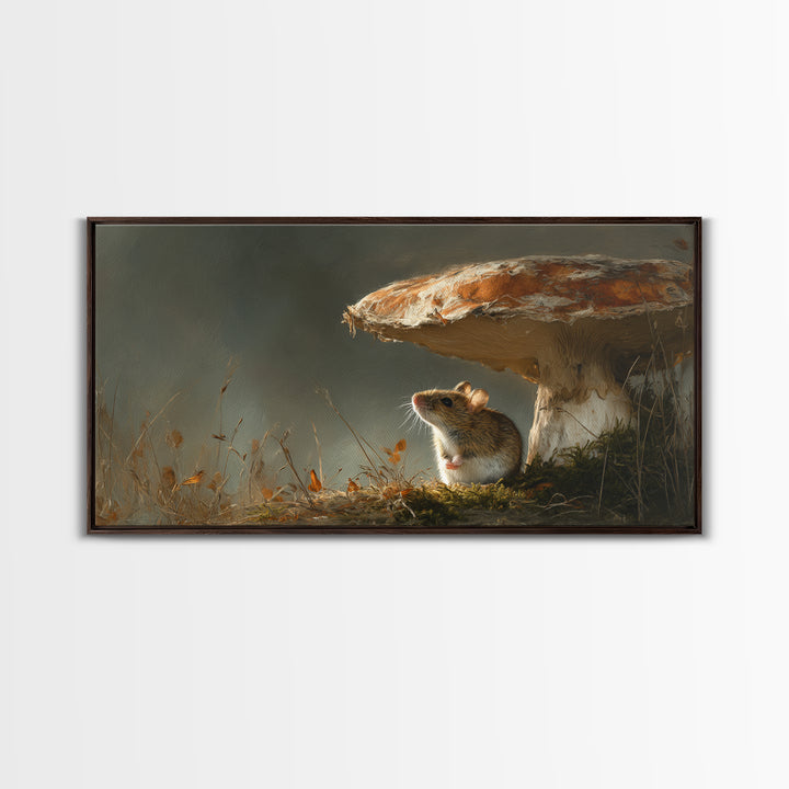 Tiny Field Mouse Framed Canvas Print, Animal Art, Luxury Decor, Living Room Decor, Fine Art, Creature, Digital Art, Printable, ANI-2x1-6