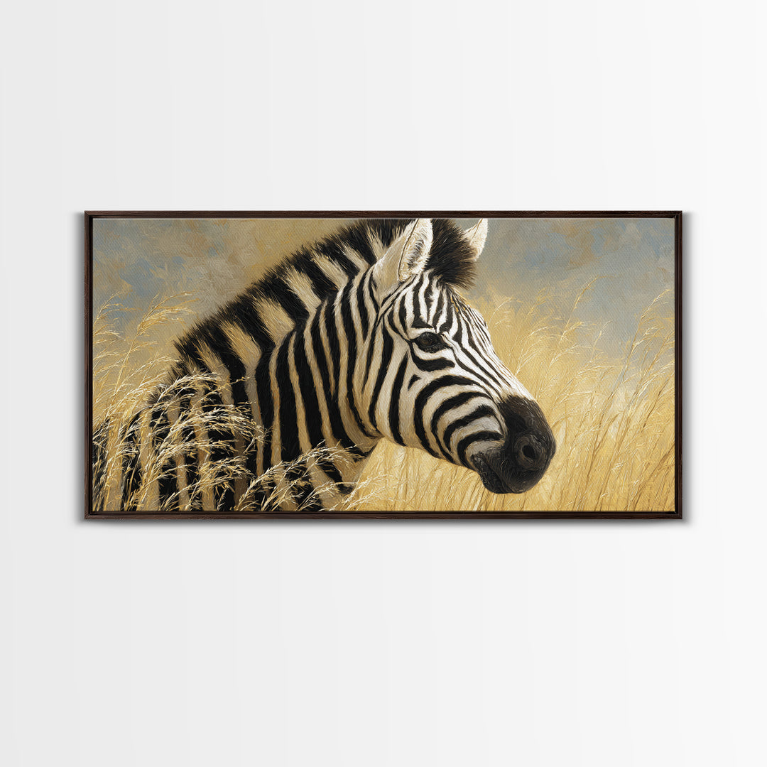 Zebra Portrait with Bold Graphic Stripe Pattern Canvas Print, Animal Art, Decor, Living Room Decor, Fine Art, Creature, ANI-2x1-61