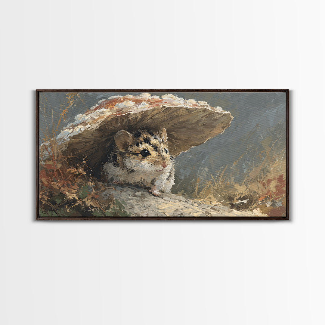 Tiny Field Mouse Canvas Print, Animal Art, Contemporary Art, Living Room Decor, Fine Art, Creature, Digital Wall Art, ANI-2x1-78