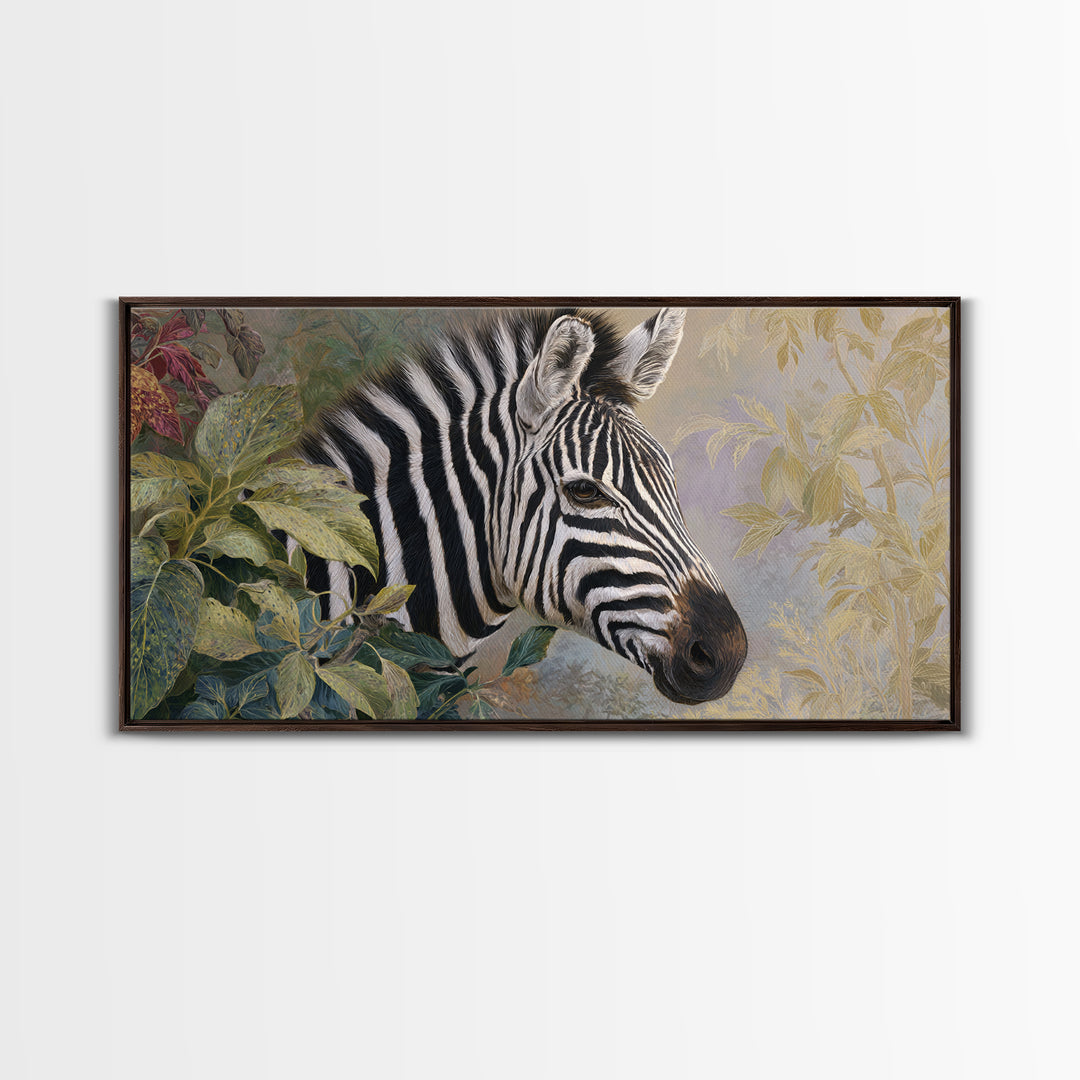 Zebra Portrait with Bold Graphic Stripe Pattern Canvas Print, Animal Art, Original Painting, Living Room Decor, Creature, ANI-2x1-85