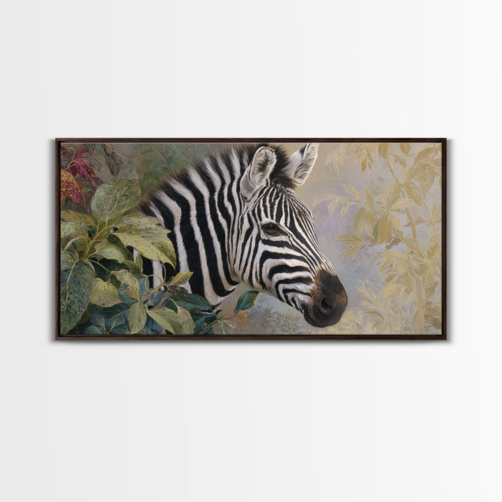 Zebra Portrait with Bold Graphic Stripe Pattern Canvas Print, Animal Art, Original Painting, Living Room Decor, Creature, ANI-2x1-85