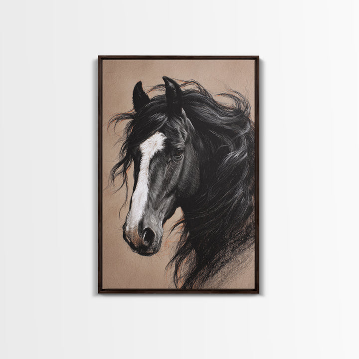 Majestic Horse Head Canvas Print, Animal Art, Downloadable Art, Living Room Decor, Abstract Art, Creature, Minimalist Decor, ANI-2x3-11