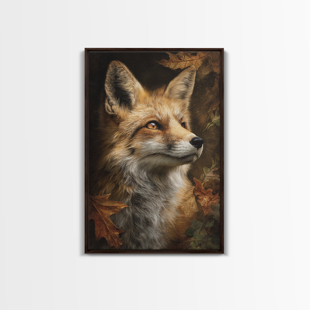 Dignified Fox Portrait Framed Canvas Print, Animal Art, Printable, Living Room Decor, Creature, Nursery, Boho Wall Art, ANI-2x3-33