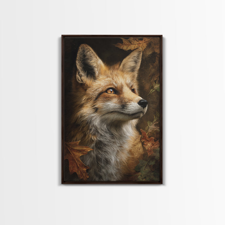 Dignified Fox Portrait Framed Canvas Print, Animal Art, Printable, Living Room Decor, Creature, Nursery, Boho Wall Art, ANI-2x3-33