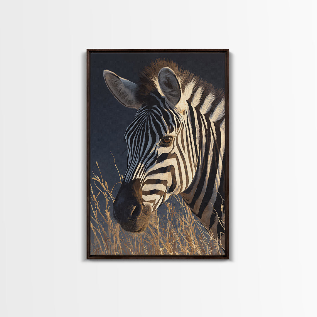 Zebra Portrait with Bold Graphic Stripe Pattern Canvas Print, Animal Art, Print, Living Room Decor, Fine Art, Creature, ANI-2x3-49