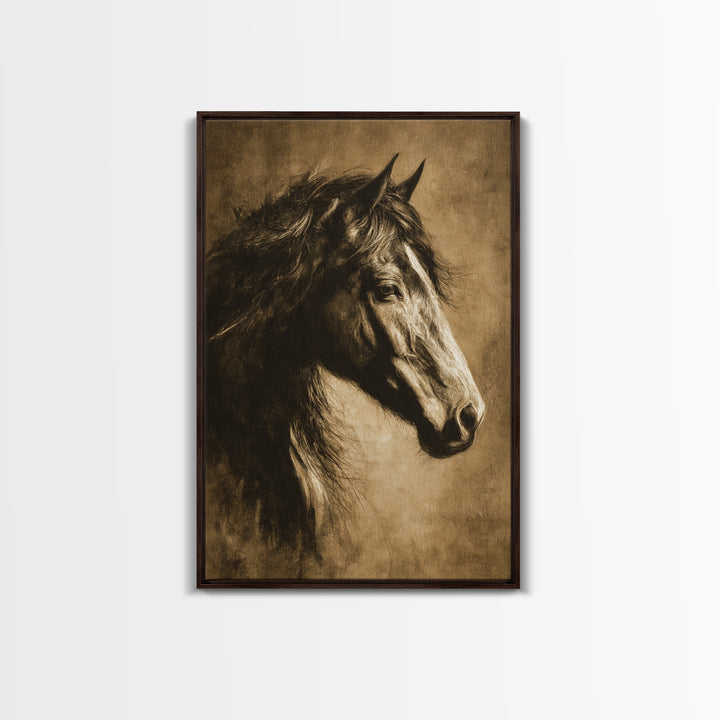 Majestic Horse Head Framed Canvas Print, Animal Art, Wall Decor, Living Room Decor, Oil Painting, Creature, Nursery Wall Art, ANI-2x3-59