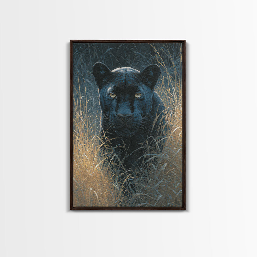 Dramatic Black Panther Emerging from Deep Jungle Canvas Print, Animal Art, Print, Living Room Decor, Abstract Art, Creature, ANI-2x3-62