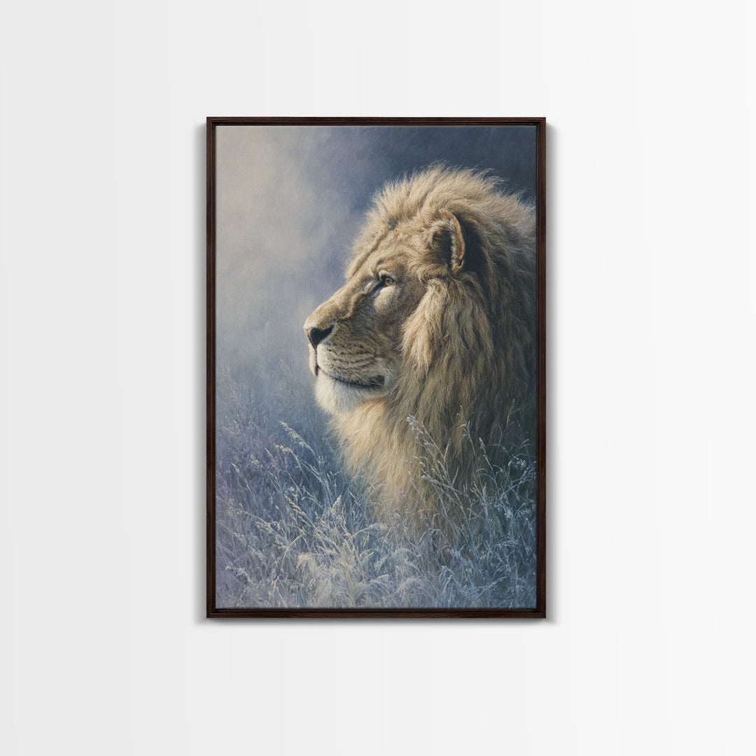 Regal Lion Profile Canvas Print, Animal Art, Original Painting, Living Room Decor, Fine Art, Creature, Boho Wall Art, ANI-2x3-65