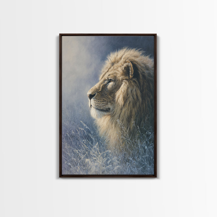 Regal Lion Profile Canvas Print, Animal Art, Original Painting, Living Room Decor, Fine Art, Creature, Boho Wall Art, ANI-2x3-65