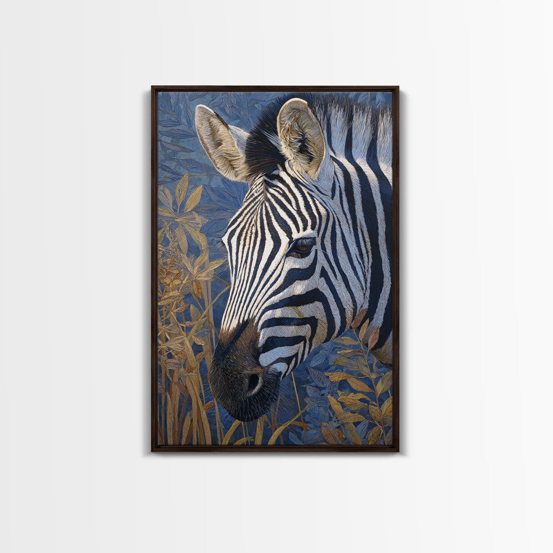 Zebra Portrait with Bold Graphic Stripe Pattern Canvas Print, Animal Art, Digital Wall Art, Living Room Decor, Creature, ANI-2x3-73