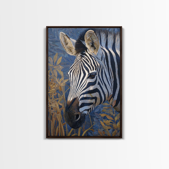 Zebra Portrait with Bold Graphic Stripe Pattern Canvas Print, Animal Art, Digital Wall Art, Living Room Decor, Creature, ANI-2x3-73