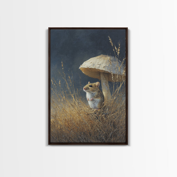 Tiny Field Mouse Framed Canvas Print, Animal Art, Digital Art, Living Room Decor, Fine Art, Creature, Farmhouse Decor, ANI-2x3-90