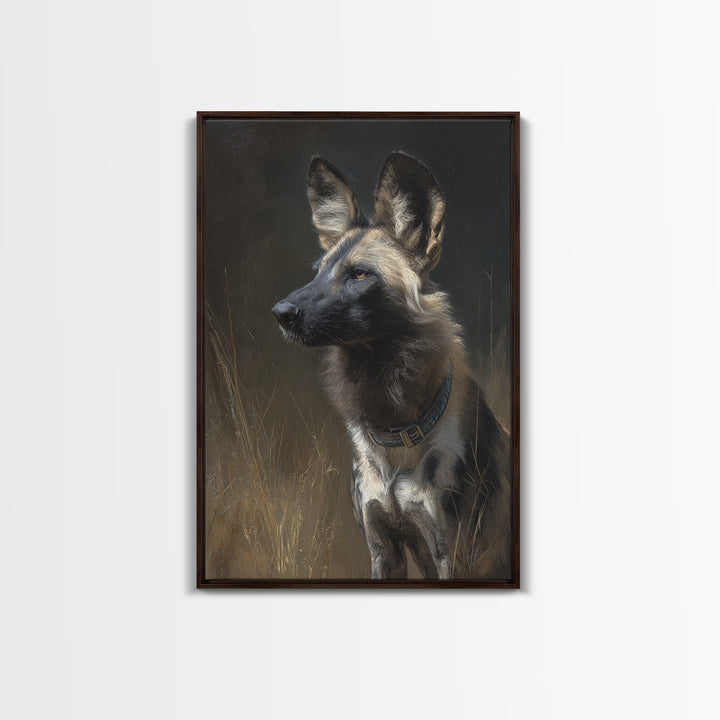 Dog Portrait with Painterly Collar and Loyal Framed Canvas Print, Animal Art, Oil Painting, Living Room Decor, Creature, ANI-2x3-93