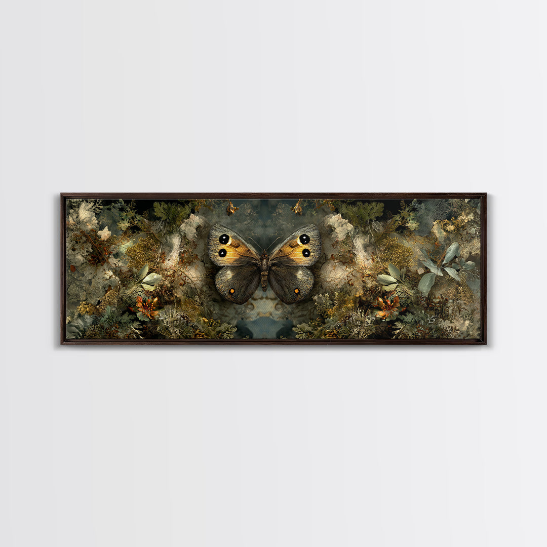 Butterfly Specimen Composition Framed Canvas Print, Animal Art, Trendy Wall Art, Living Room Decor, Fine Art, Creature, ANI-3x1-15