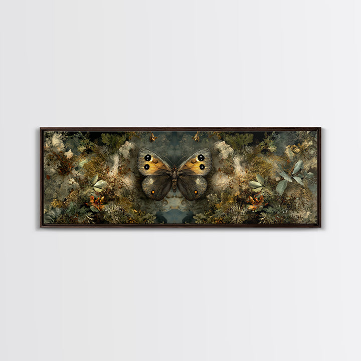 Butterfly Specimen Composition Framed Canvas Print, Animal Art, Trendy Wall Art, Living Room Decor, Fine Art, Creature, ANI-3x1-15