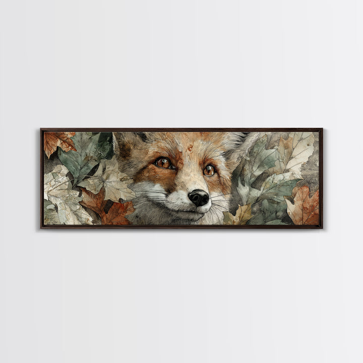 Dignified Fox Portrait Framed Canvas Print, Animal Art, Printable Art, Living Room Decor, Oil Painting, Creature, ANI-3x1-17