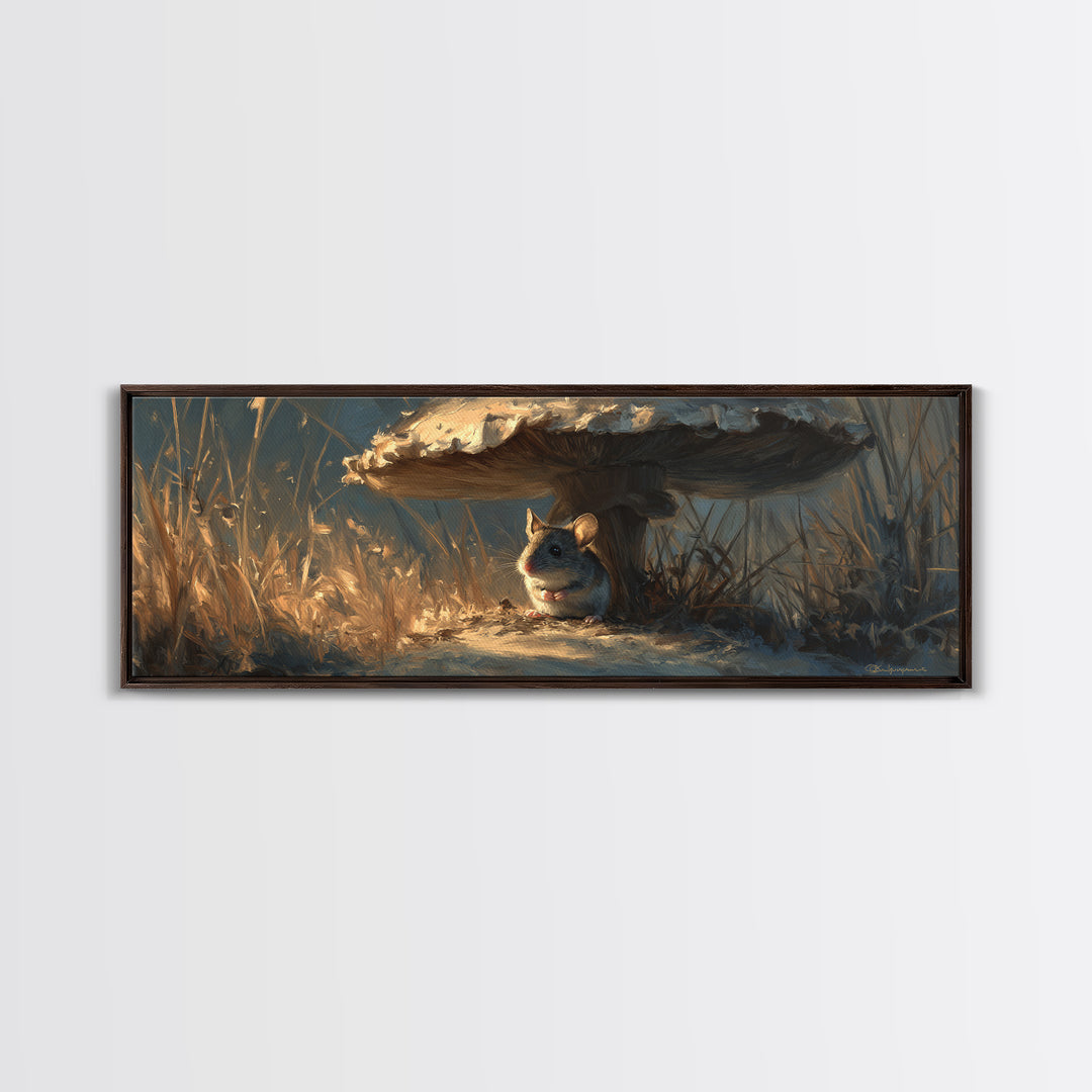 Tiny Field Mouse Framed Canvas Print, Animal Art, Digital Prints, Living Room Decor, Fine Art, Creature, Printable Art, ANI-3x1-2