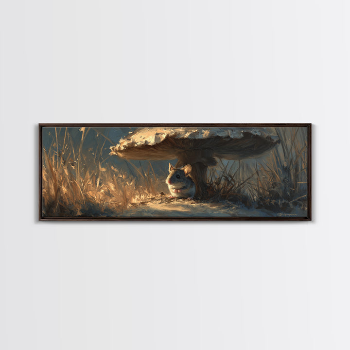 Tiny Field Mouse Framed Canvas Print, Animal Art, Digital Prints, Living Room Decor, Fine Art, Creature, Printable Art, ANI-3x1-2