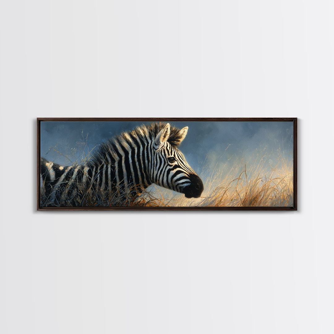 Zebra Portrait with Bold Graphic Stripe Pattern Canvas Print, Animal Art, Nursery Wall Art, Living Room Decor, Creature, ANI-3x1-33