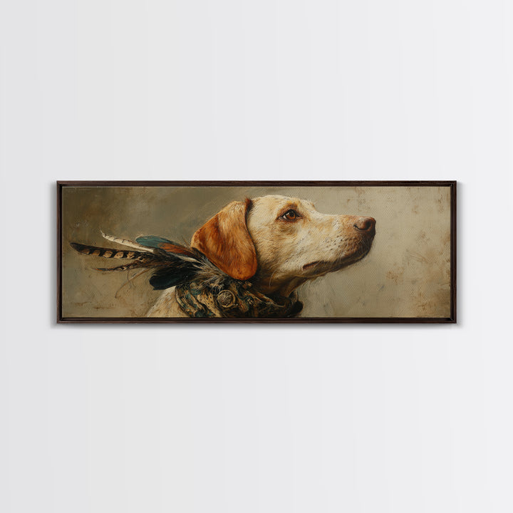 Dog Portrait with Painterly Collar and Loyal Framed Canvas Print, Animal Art, Nursery, Living Room Decor, Fine Art, Creature, ANI-3x1-53