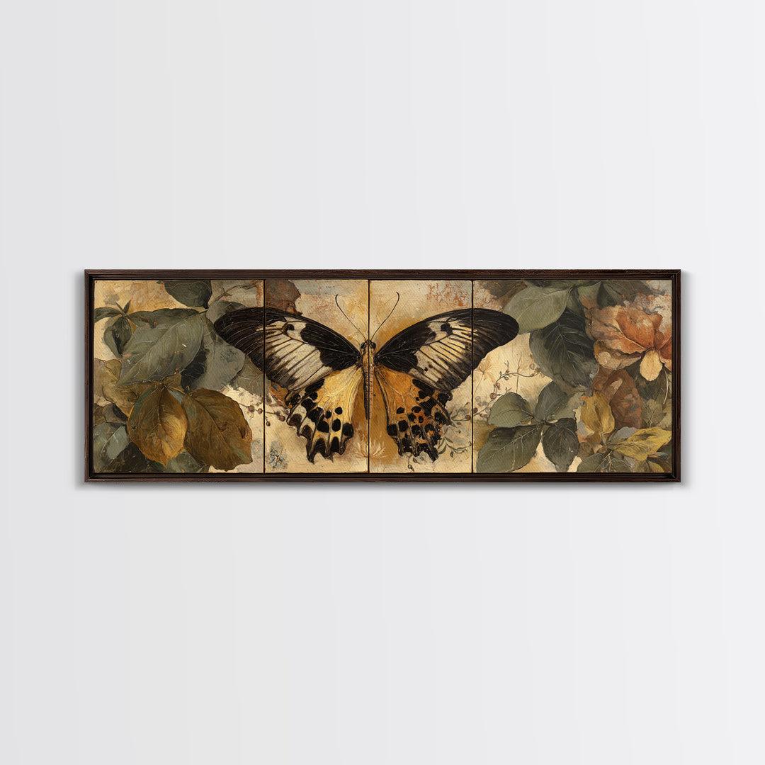 Butterfly Specimen Composition Framed Canvas Print, Animal Art, Room Decor, Living Room Decor, Fine Art, Creature, Printable, ANI-3x1-63